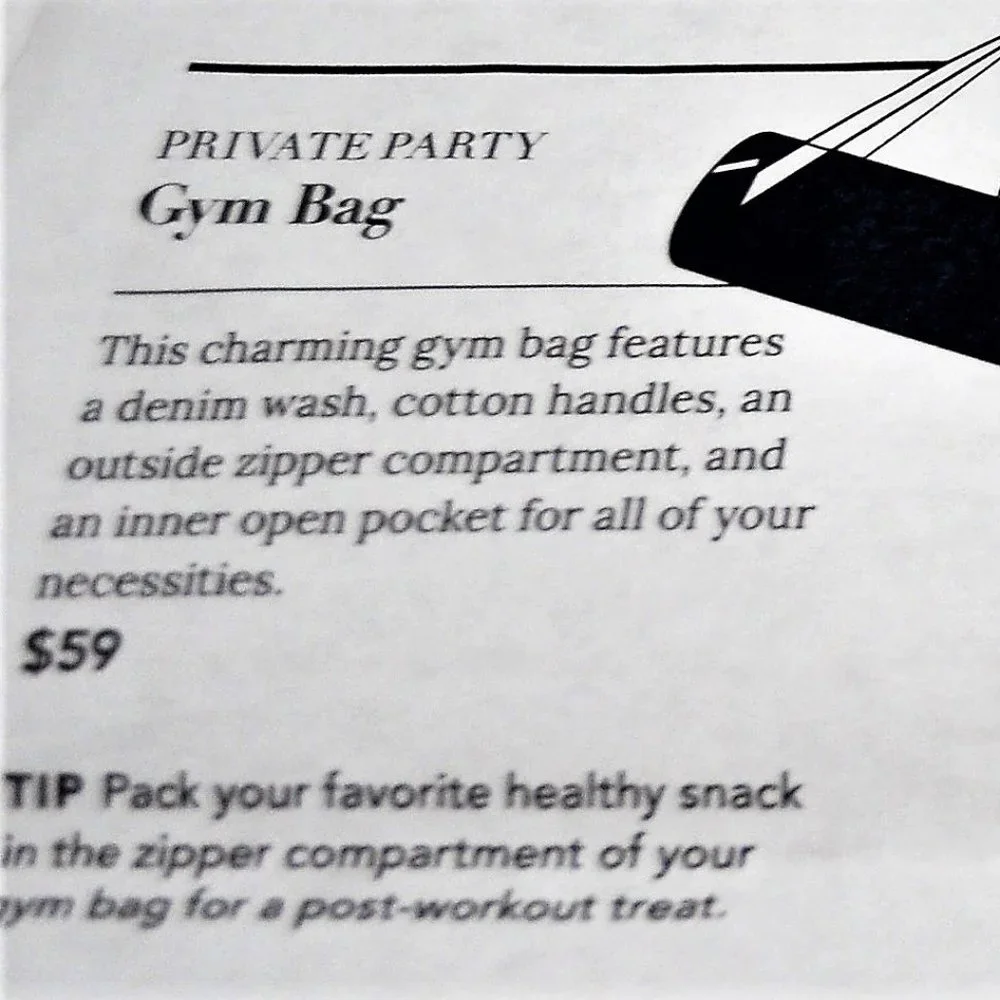 NWOT Private Party "Will Workout for Cupcakes" Denim Gym Bag - Picture 10 of 10